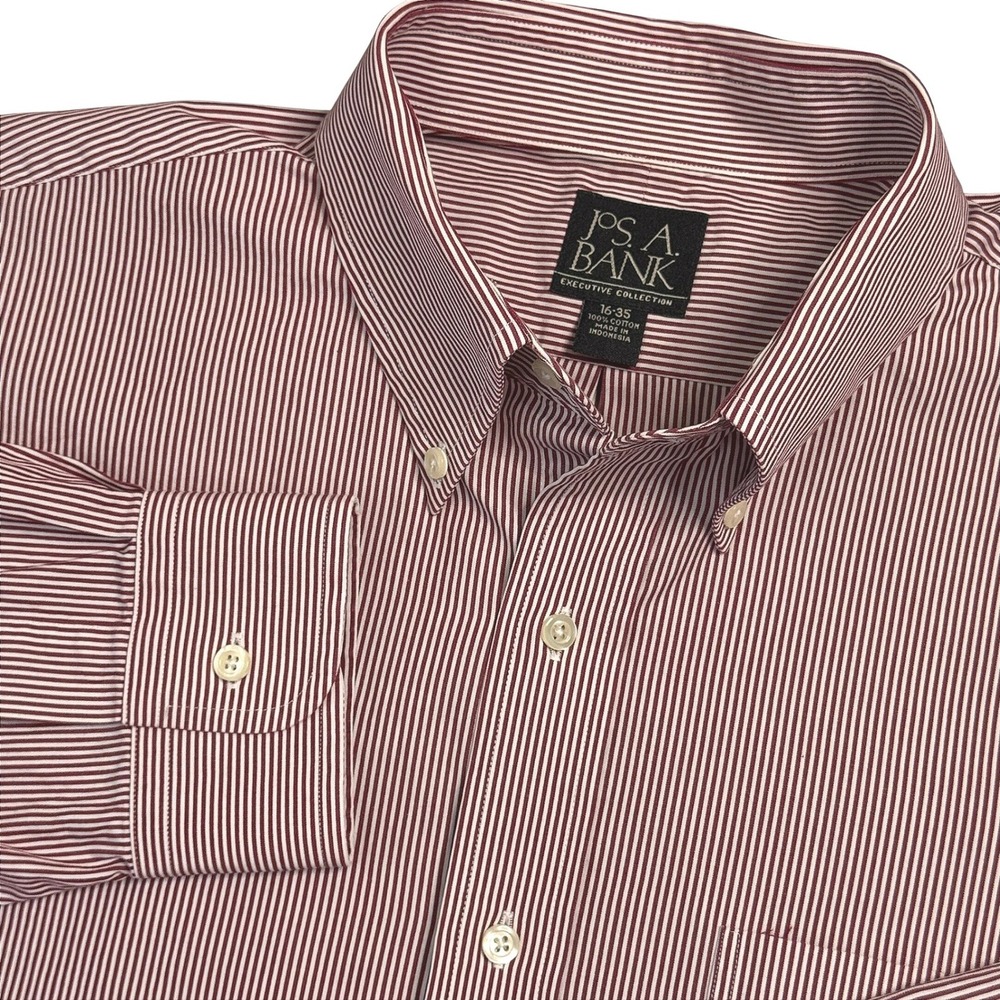Jos A‎ Bank Executive Collection Striped Button Down Shirt Men 16 Cotton EUC